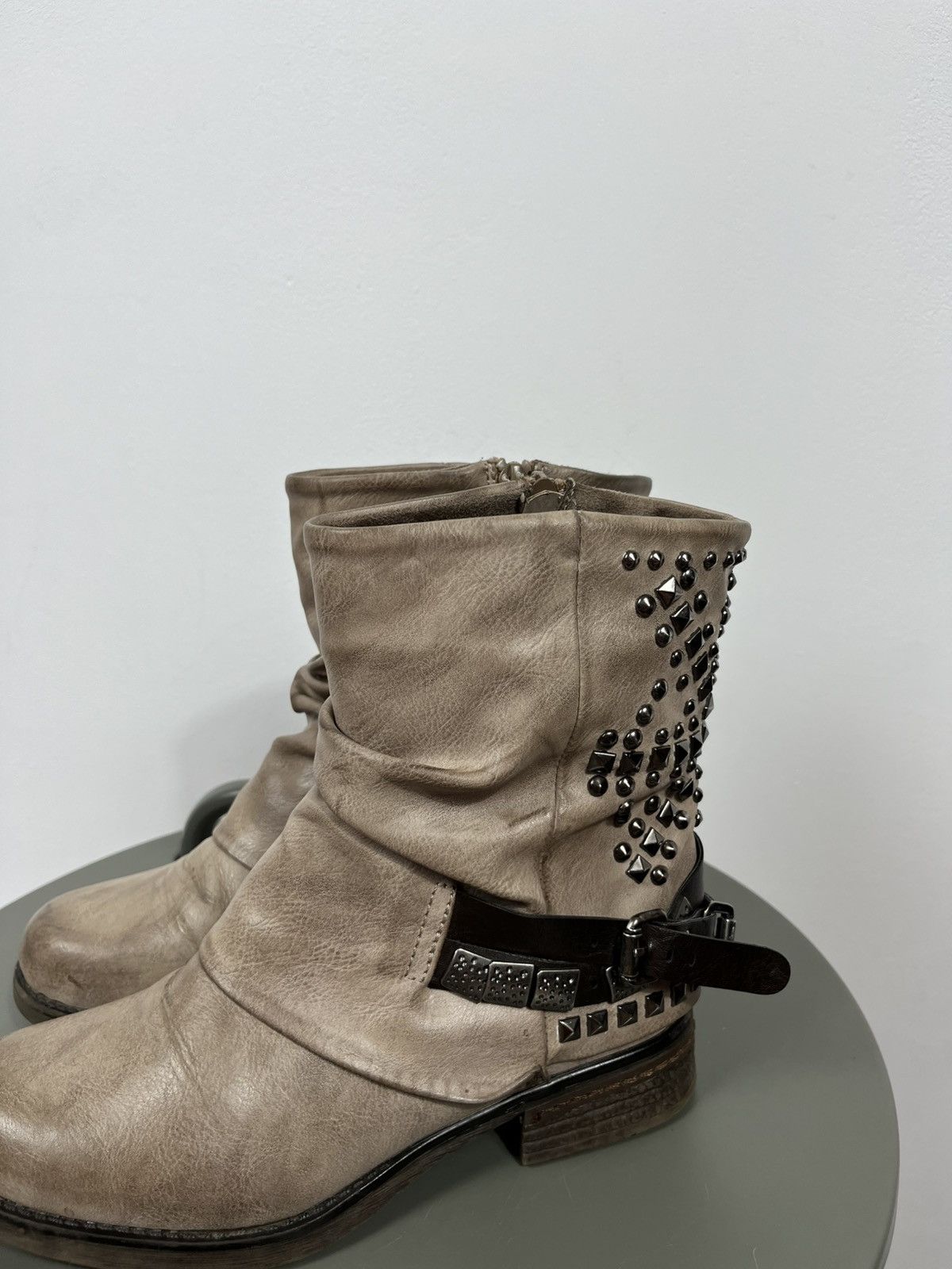 Other Avant Garde Studded Faux Leather Biker Boots EU 36 Slouchy Size US 5 / IT 35 - 5 Thumbnail
