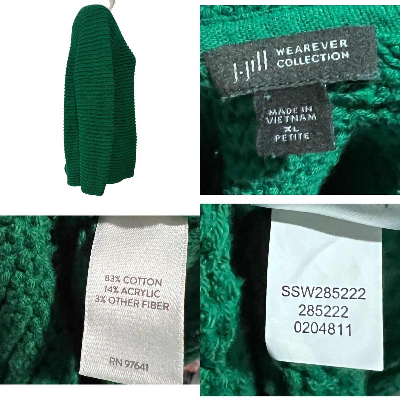 J. Jill J.Jill Wearever Textured Split Neck Sweater Emerald Green Pullover Petite XL Women’s Shirt/Top Size XL / US 12-14 / IT 48-50 - 8 Thumbnail