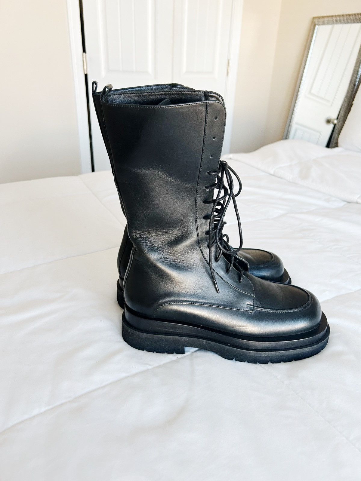 Magda Butrym Magda Butrym Black Leather Combat Boots Size US 7 / IT 37 - 3 Thumbnail