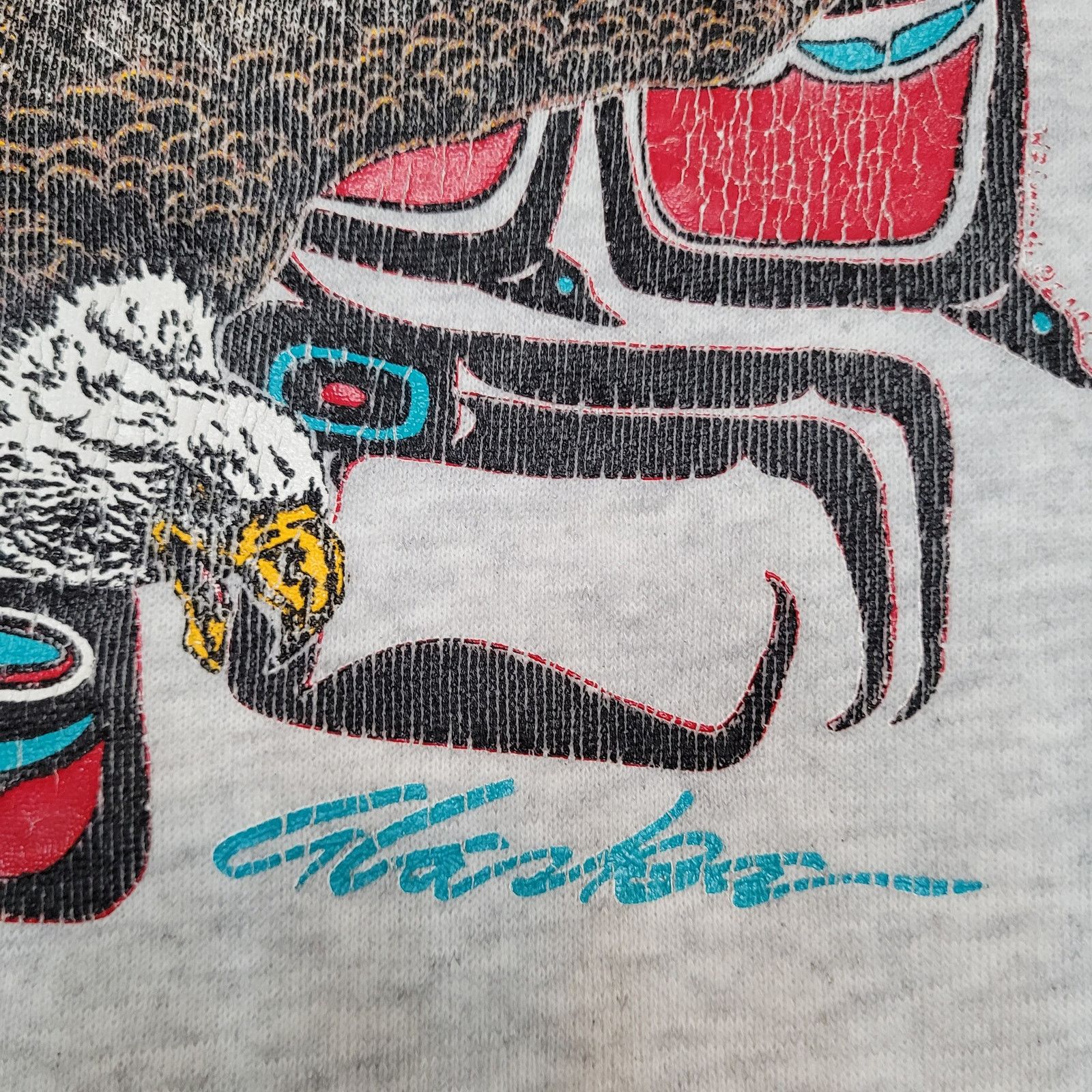 Hanes VTG Eagle Native American Art Sweatshirt XL Crop Boxy Raglan Size US XL / EU 56 / 4 - 4 Thumbnail