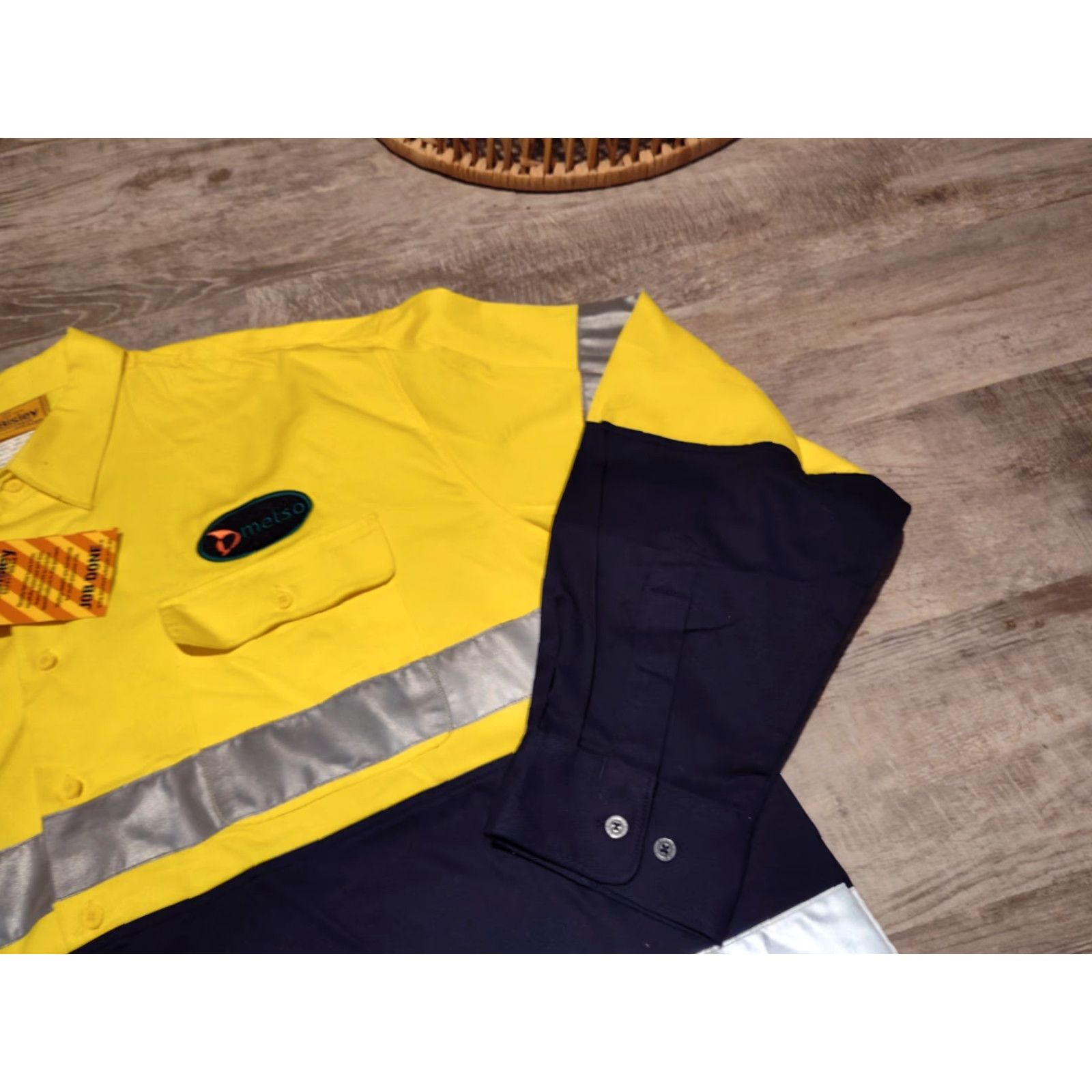 Sisley VINTAGE Bisley Workwear Safety-Top Long Sleeve Hi-vis Drill Shirt Men 3XL Yellow Reflective UPF 50+ Size US XXL / EU 58 / 5 - 4 Thumbnail