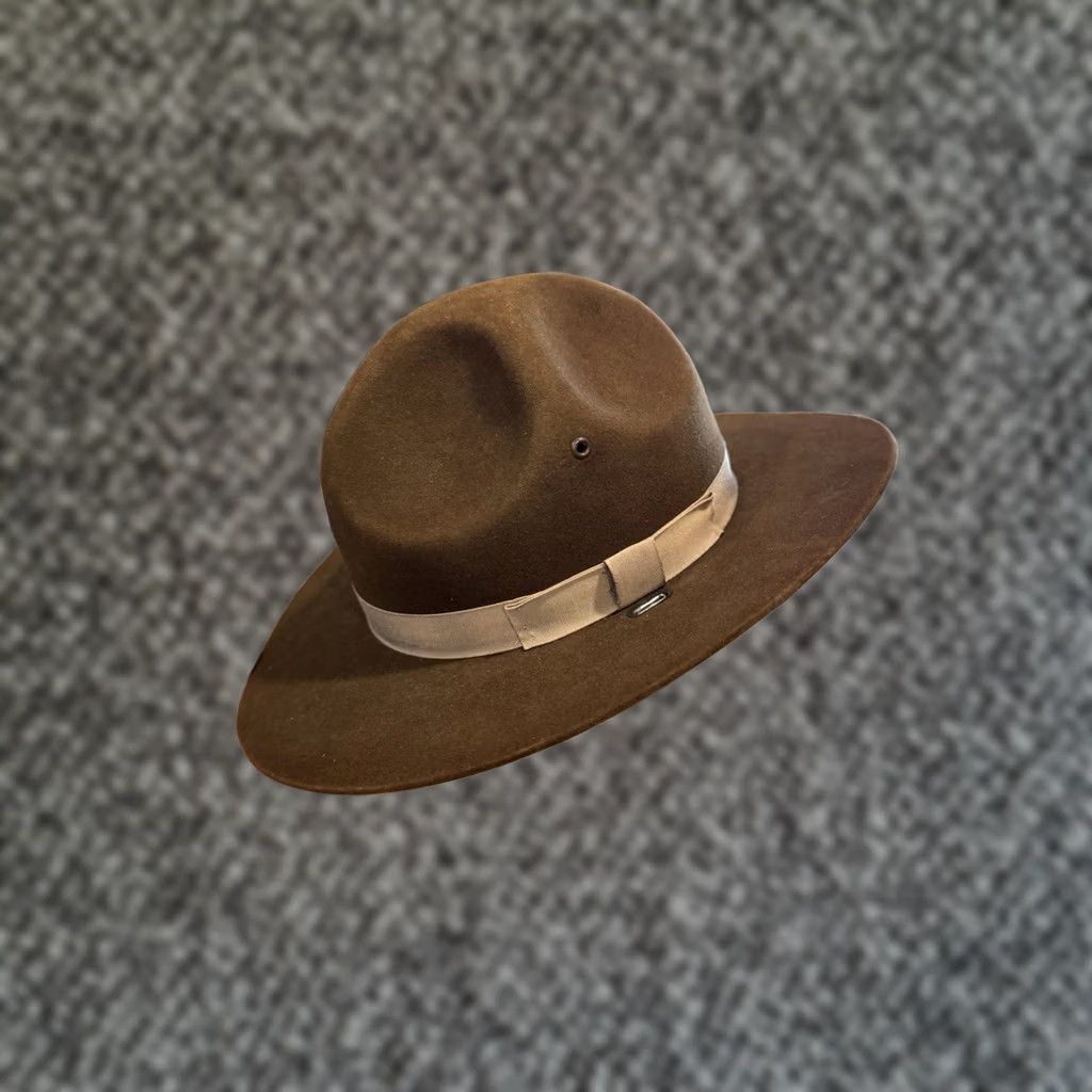 FELT VINTAGE Stratton Hat USA Brown Felt Campaign Hat 6 7/8 Mens Size ONE SIZE - 1 Thumbnail