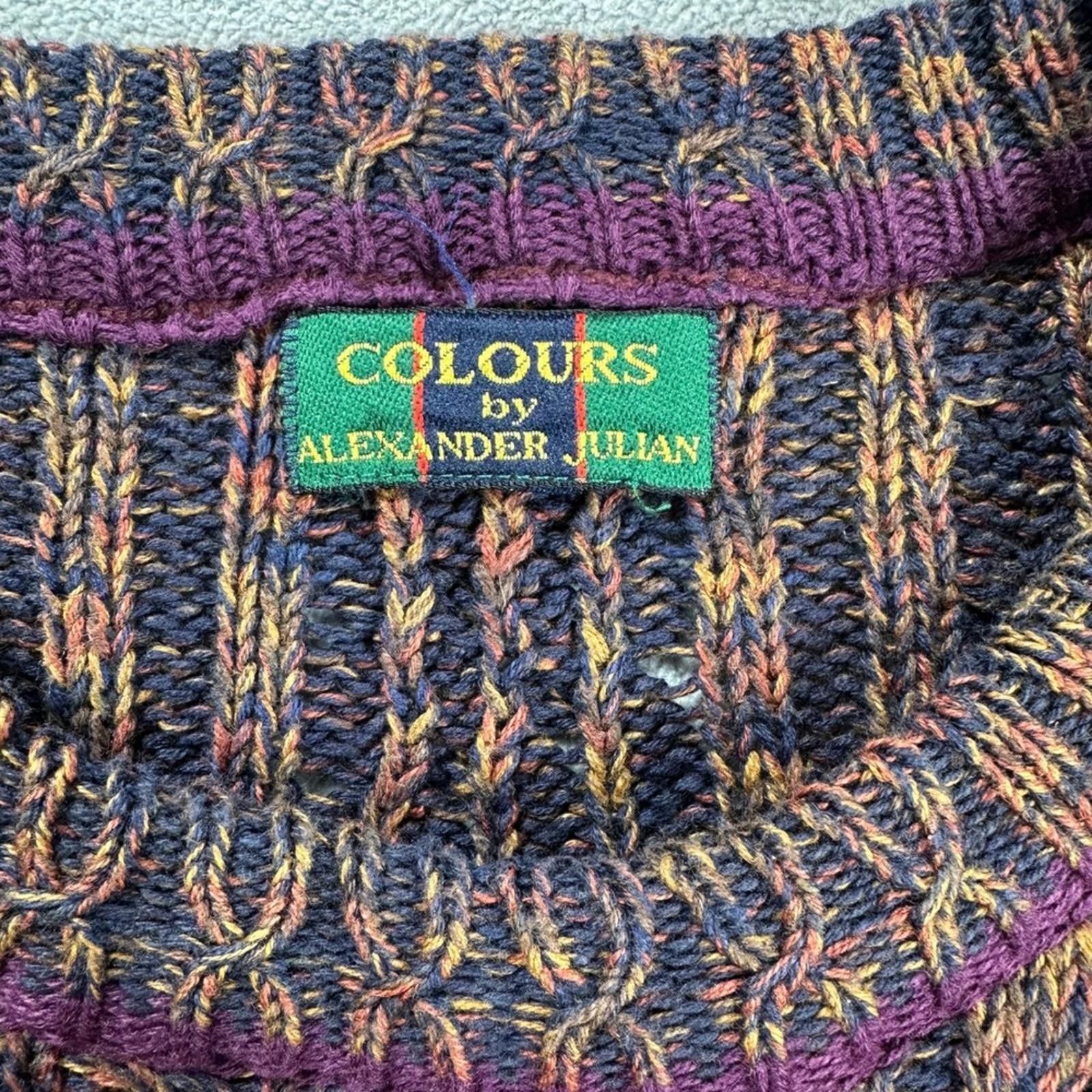 Other Vintage Alexander Julian Colours Cable Knit Sweater 90s Size US XXL / EU 58 / 5 - 3 Thumbnail