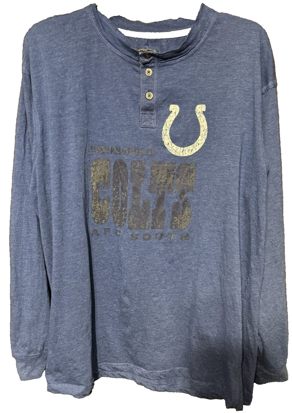 NFL Indianapolis Colts Distressed Henley L/S T-Shirt Men XL Blue Size US XL / EU 56 / 4 - 1 Thumbnail