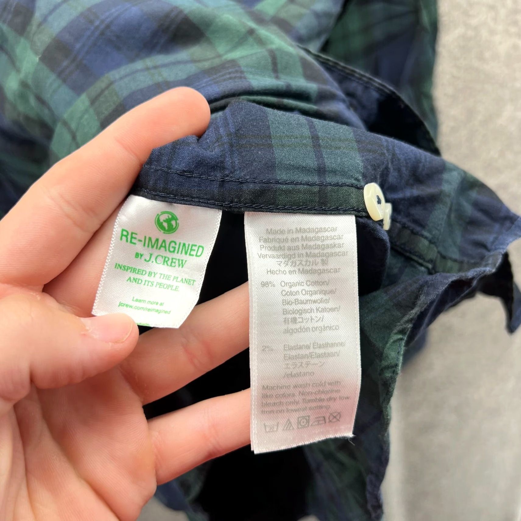 J.Crew VINTAGE: No J.CREW Shirt Button-Up Plaid Flannel Green Blue Tart an Classic Collar 40 in Chest Regular Fit M Adult Medium Mens Size US M / EU 48-50 / 2 - 5 Thumbnail