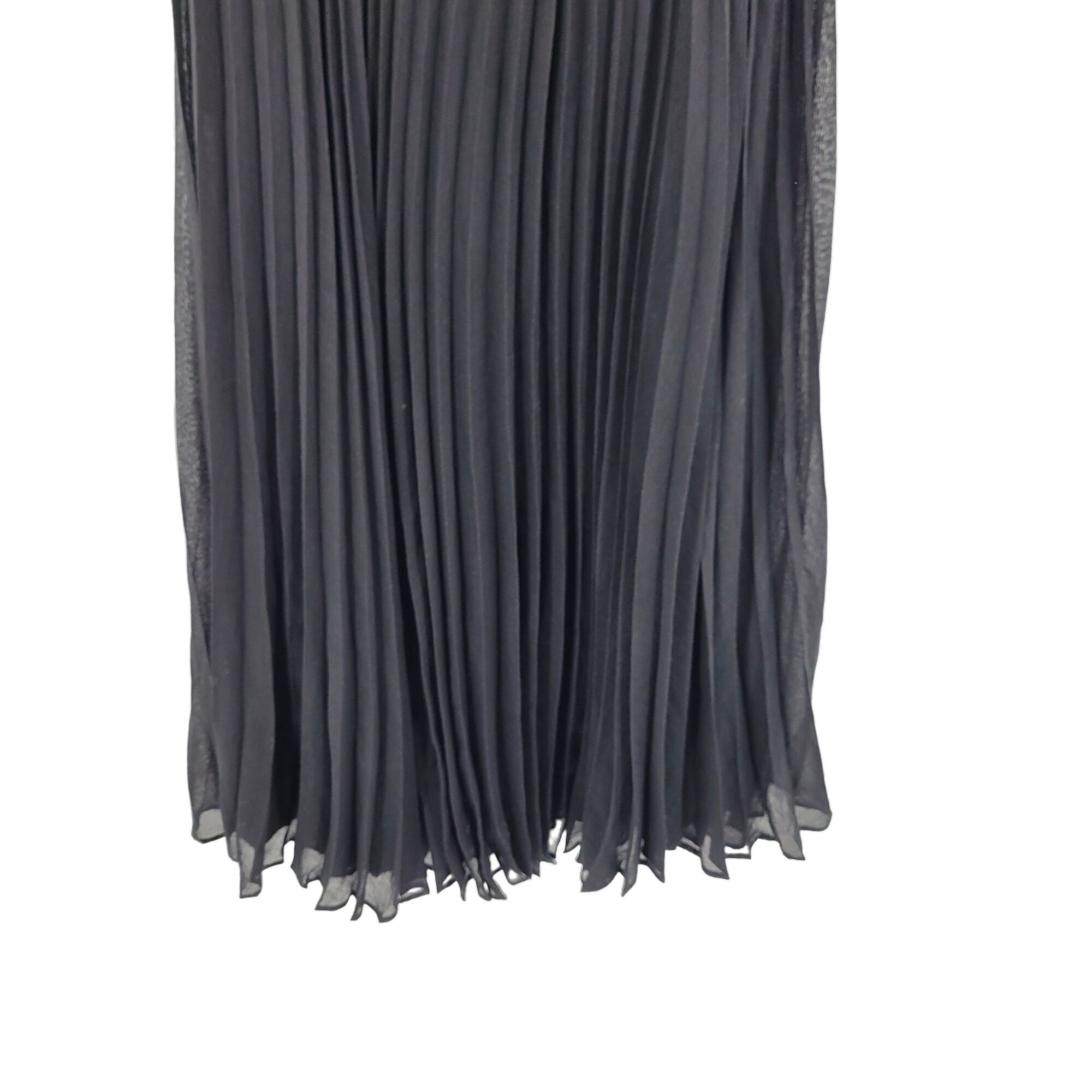 Designer BCBGMAXAZRIA Accordion Pleated Maxi Skirt M Black Sheer Size 27" / US 4 / IT 40 - 9 Thumbnail
