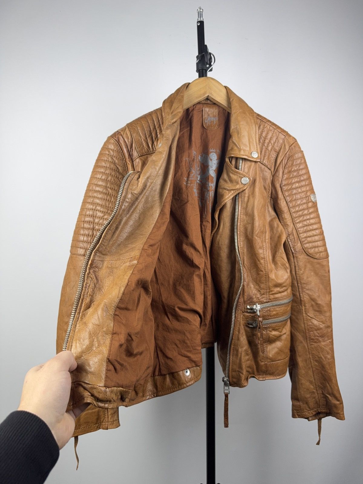 Gypsy Avant Garde 00s Y2K Gipsy Leather Moto Racing Jacket Brown L Size L / US 10 / IT 46 - 8 Thumbnail