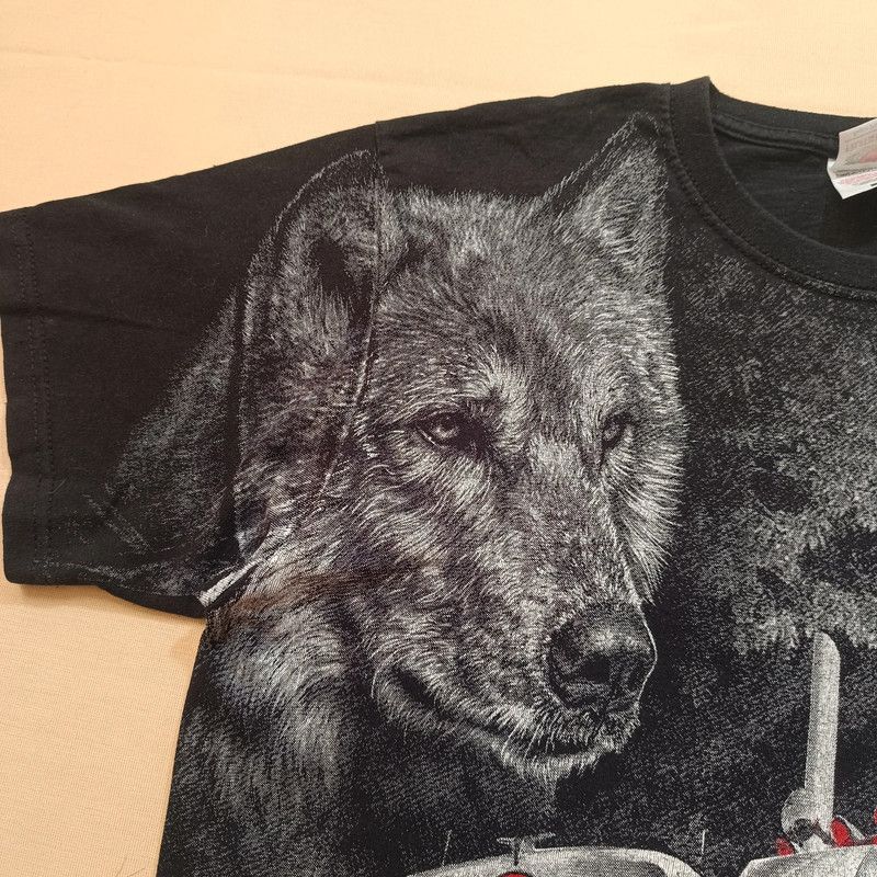 Fruit Of The Loom Truckers Black Tshirt Big Graphic Print Wolf Truck Mens M Size US M / EU 48-50 / 2 - 4 Thumbnail