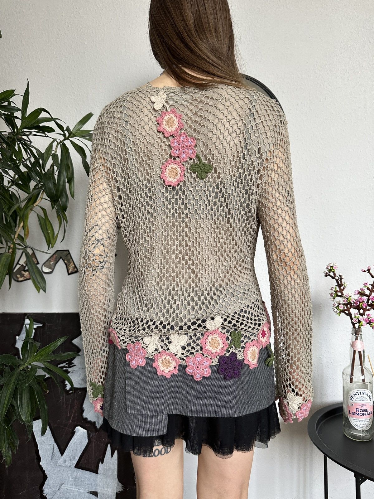 Japanese Brand × Seditionaries × Vintage Floral Knit Crochet Net Cardigan Flower Hippie Pattern Size XL / US 12-14 / IT 48-50 - 5 Thumbnail