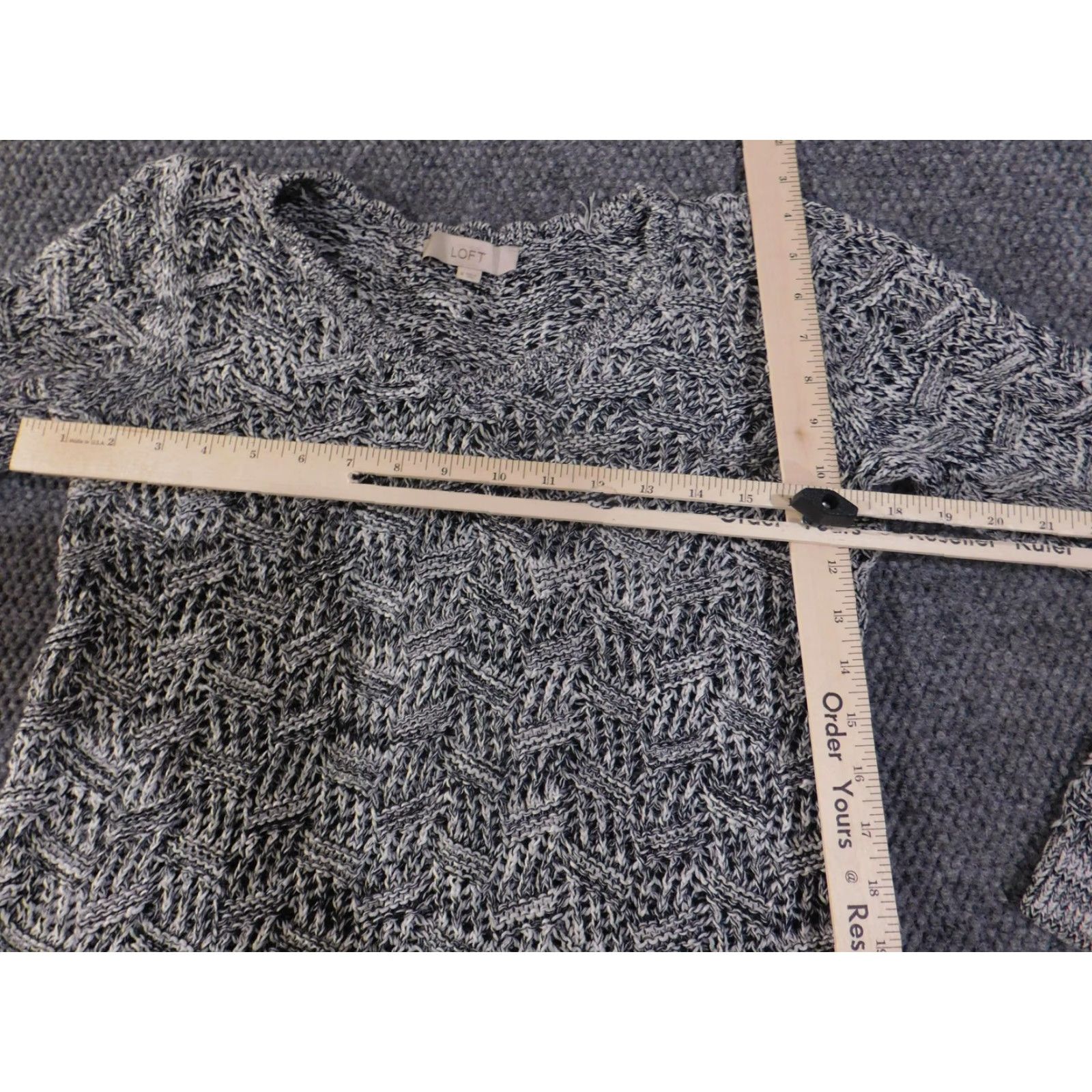 Loft LOFT Sweater Womens Medium Gray Black Knit Pullover V Neck Long Sleeve Patterned Size M / US 6-8 / IT 42-44 - 5 Thumbnail