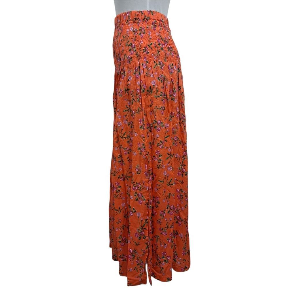 J.Crew J. Crew Smocked Floral Print Midi Skirt Coral XS NWT Size 25" / US 0 / IT 36 - 2 Thumbnail