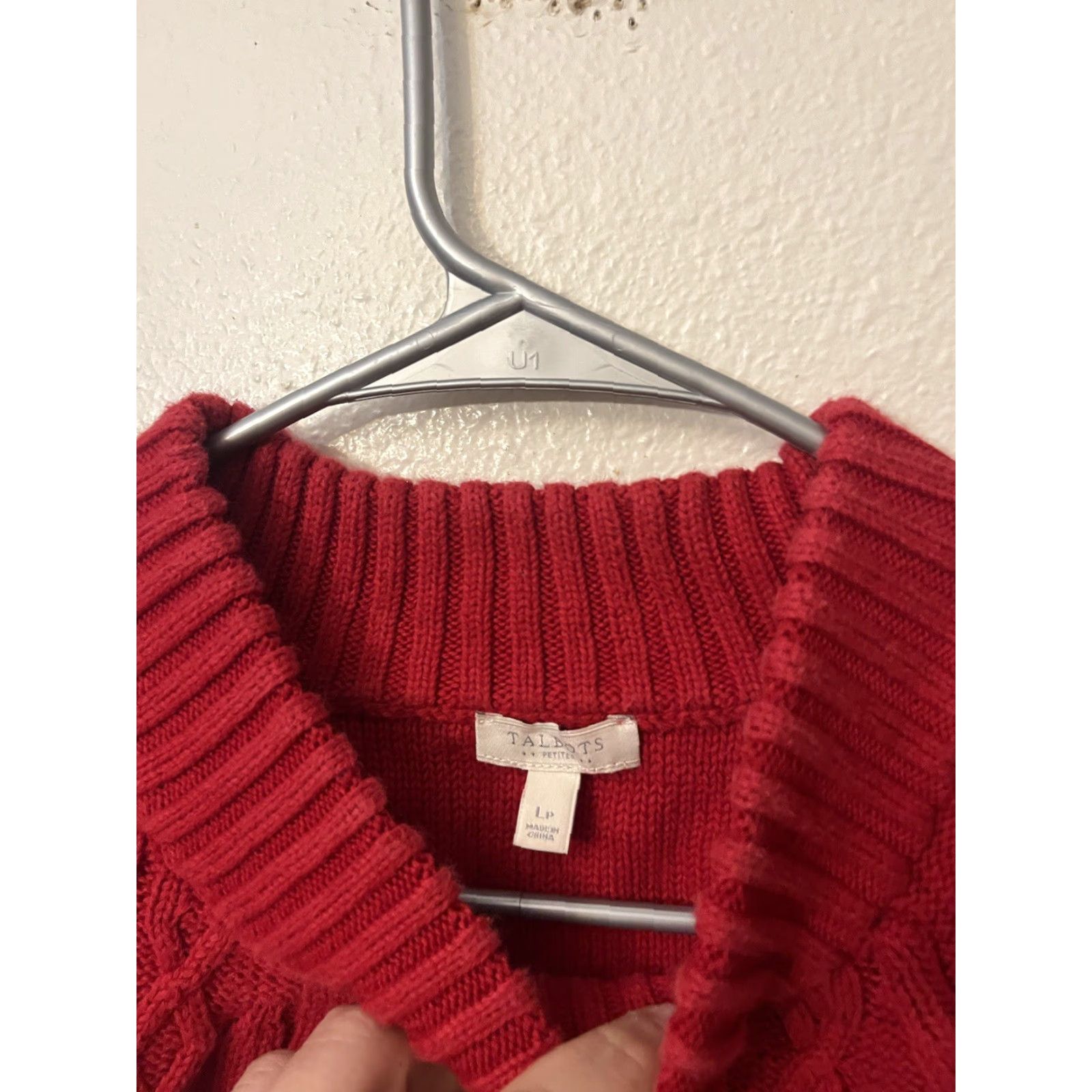 Talbots Talbots Petite Large PL Heavyweight Cable Knit Sweater Mock Neck Red Womens Pullover Knit Size L / US 10 / IT 46 - 2 Thumbnail