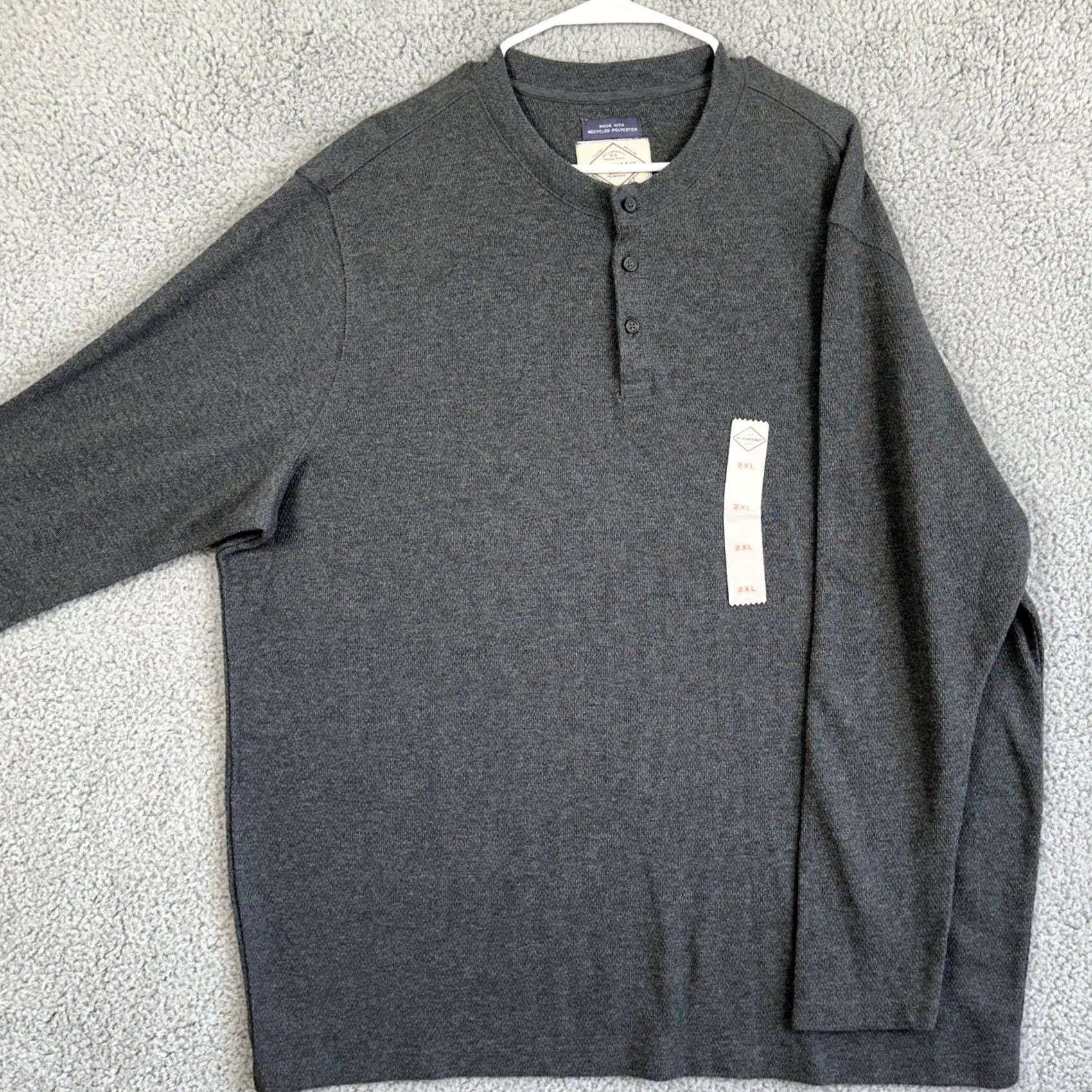 Vintage St Johns Bay Sweater Henley Men 2XL Gray Thermal Waffle Knit Pullover Casual NEW Size US XXL / EU 58 / 5 - 2 Thumbnail