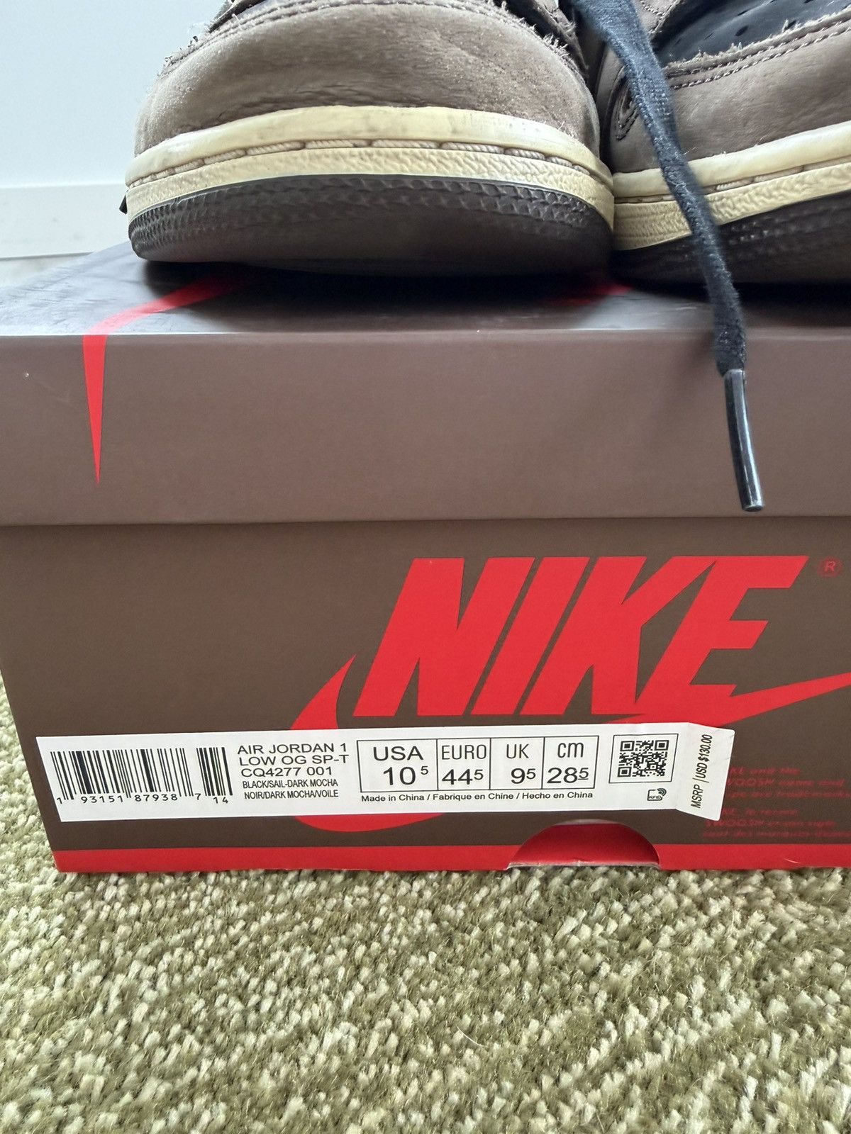 Jordan Brand × Travis Scott Jordan 1 Low x Travis Scott OG Mocha size 10.5 Size US 10.5 / EU 43-44 - 6 Thumbnail