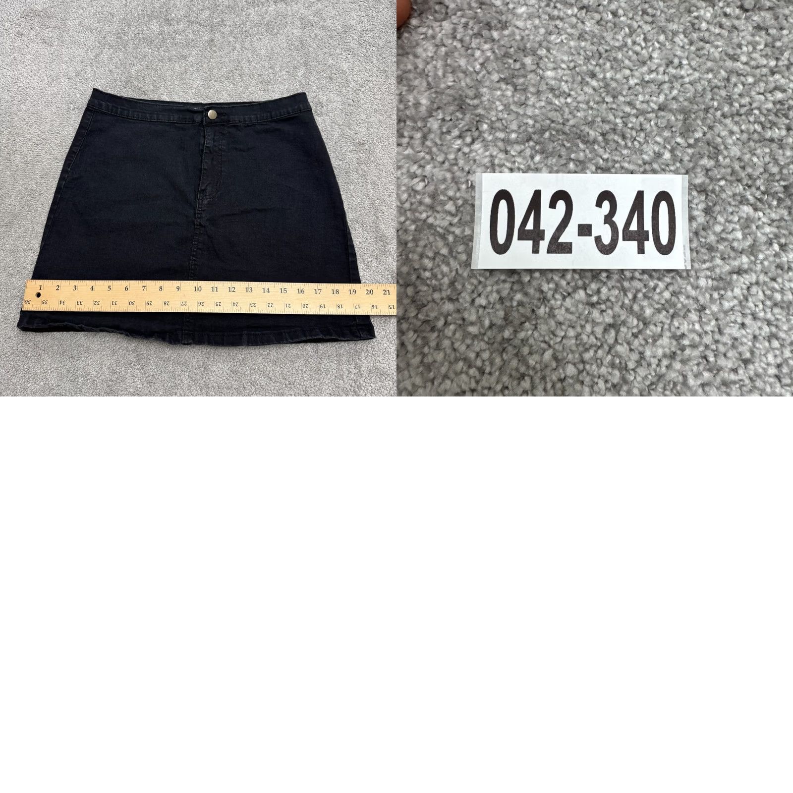 PrettyLittleThing Prettylittlething Denim Skirt Womens 12 Black Mini A-Line Casual Stretch Pockets Size 34" / US 12 / IT 48 - 8 Thumbnail