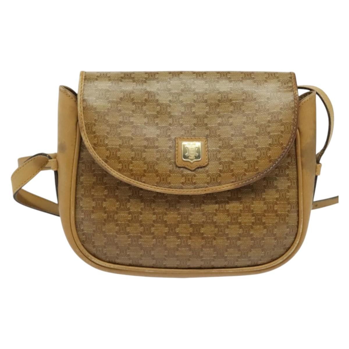 Celine CELINE Macadam Canvas Shoulder Bag Beige Gold Size ONE SIZE - 2 Thumbnail