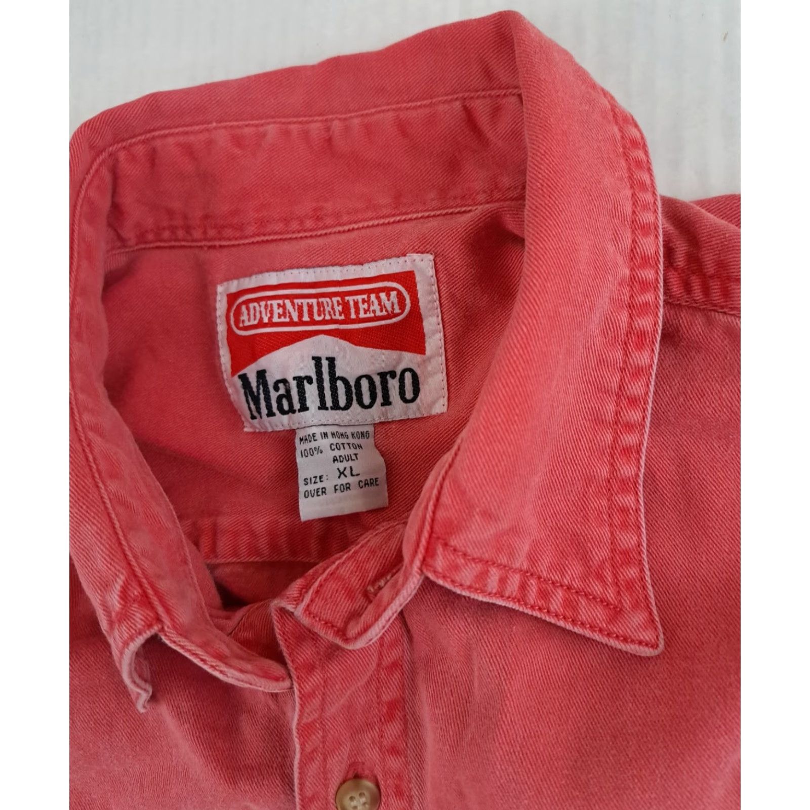 Marlboro VINTAGE Marlboro Adventure Team Canvas Full Button Salmon Shirt 1X Size US XL / EU 56 / 4 - 2 Thumbnail