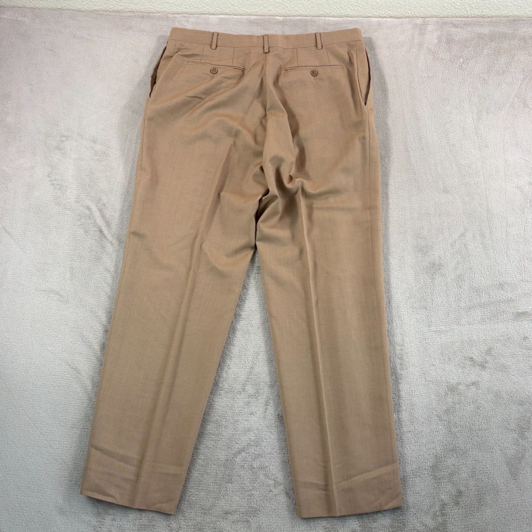 Canali Canali Flat Front Dress Pants Brown 100% Wool Men 36x30 Straight Regular Stretch Zip Pockets Dry Clean Only Italy 80s 90s Wedding City Preppy USA Size US 36 / EU 52 - 4 Thumbnail
