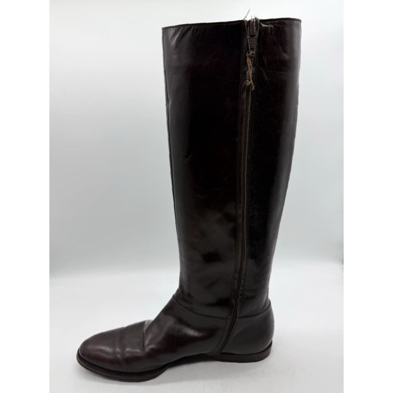 Salvatore Ferragamo Salvatore Ferragamo Womens Brown Riding Boots Size 6.5 AA Narrow Knee High Zipper Leather Upper Ca lf Narrow Boots Fall Womens Shoes Size US 7 / IT 37 - 6 Thumbnail