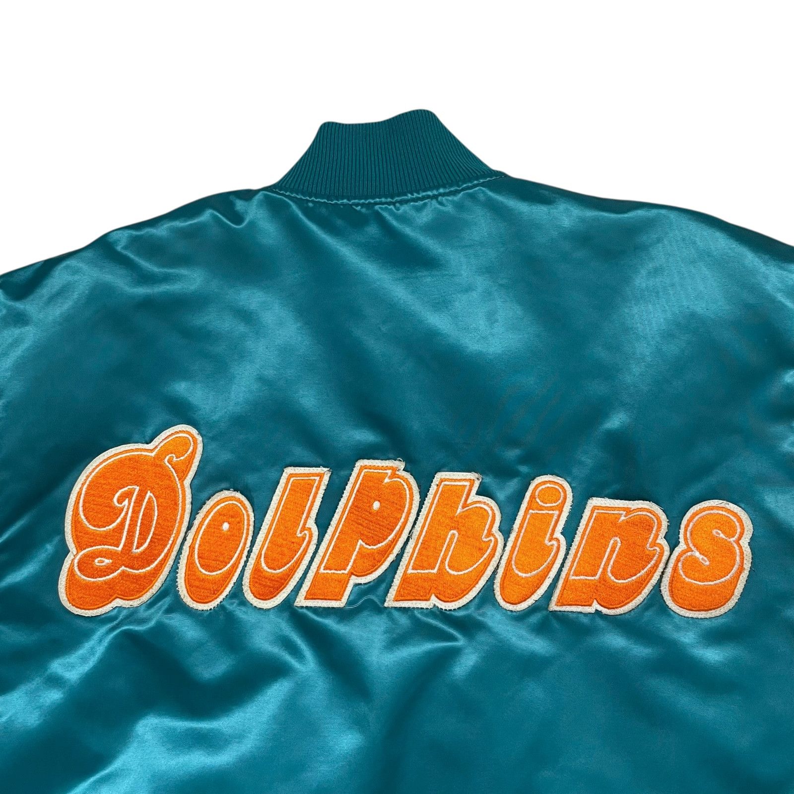 NFL VTG 90s MIAMI DOLPHINS STARTER SATIN JACKET SPELL OUT Sz L Size US L / EU 52-54 / 3 - 3 Thumbnail