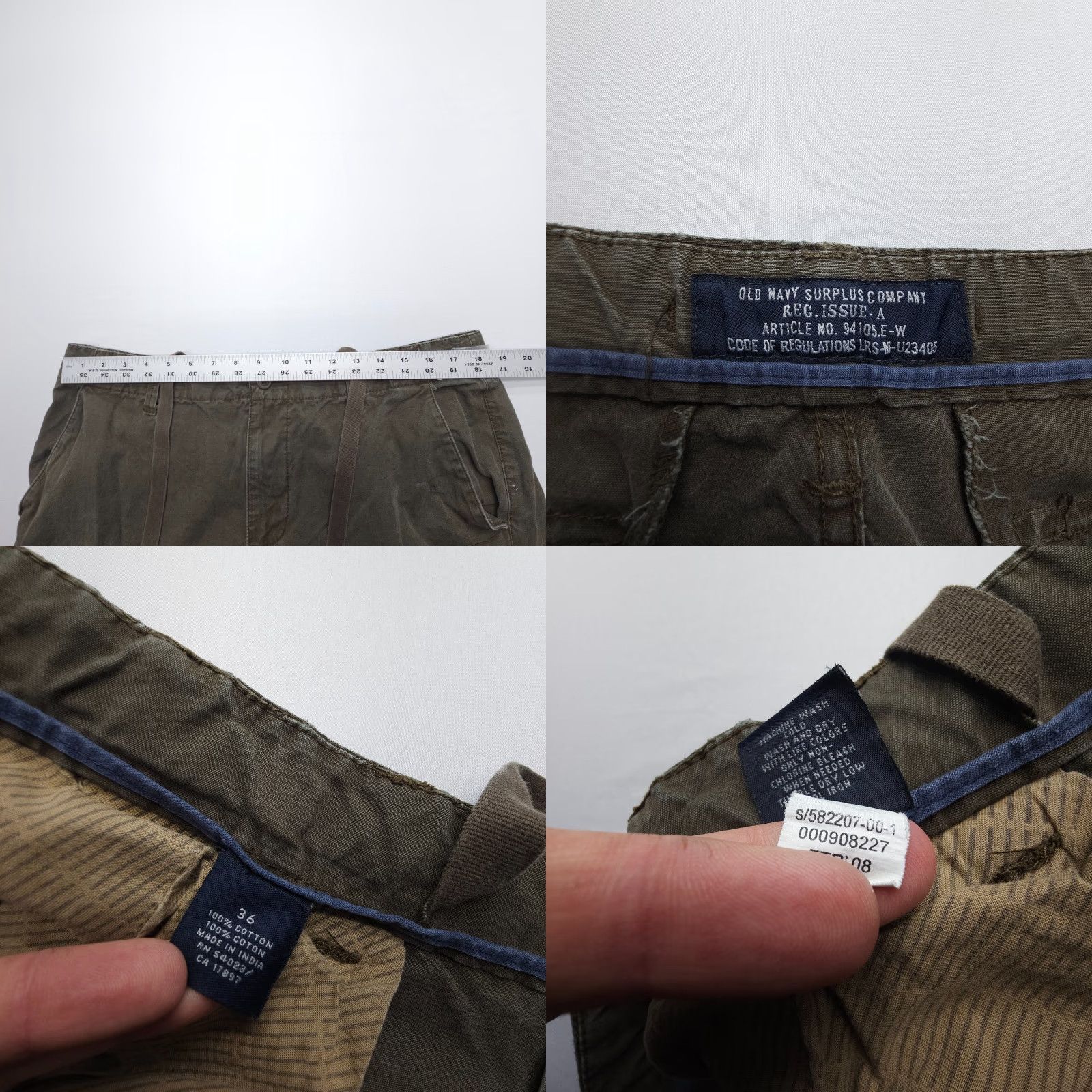 Old Navy VINTAGE Old Navy Surplus Company Cargo Shorts Mens 36 Green Heavy Y2K Military 2008 Size US 36 / EU 52 - 8 Thumbnail