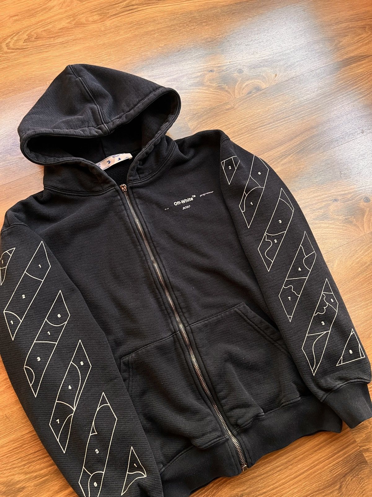 Off-White Rare Off White Numbered Puzzle Arrows Zipped Hoodie (Black) Size US S / EU 44-46 / 1 - 4 Thumbnail