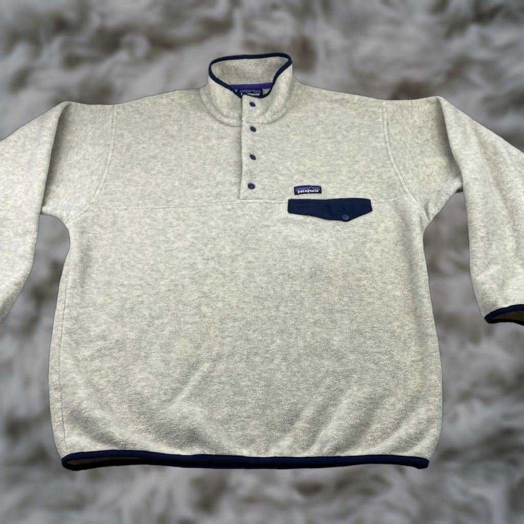 Patagonia VINTAGE Patagonia Synchilla Fleece T-Snap Pullover Jacket Beig e Oatmeal Large Mens Mock Neck Casual Pockets Logo Size US L / EU 52-54 / 3 - 1 Thumbnail