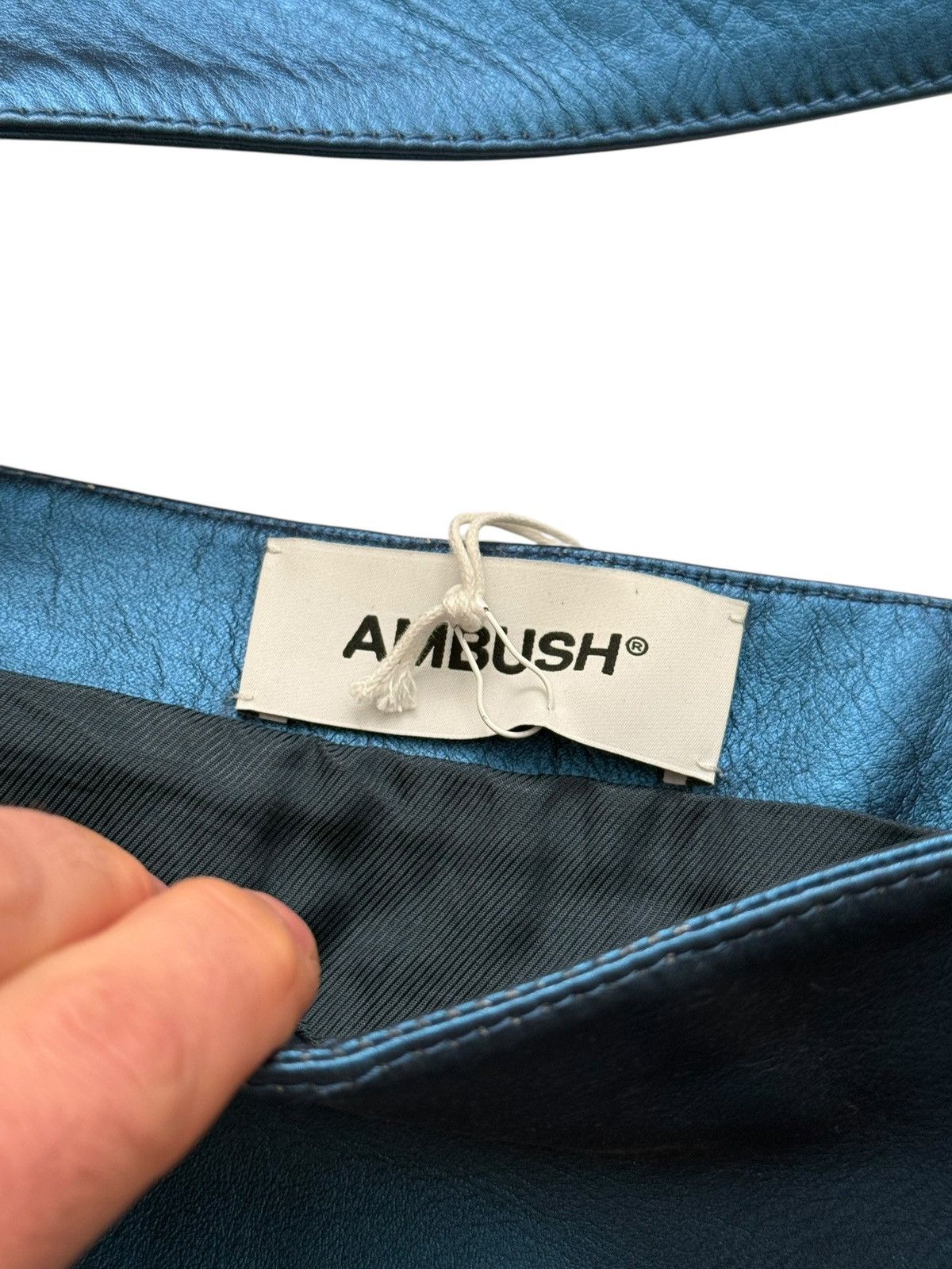 Ambush Design $3,800 Separate Belt Leather Metallic Blue Skirt Size 26" / US 2 / IT 38 - 4 Thumbnail