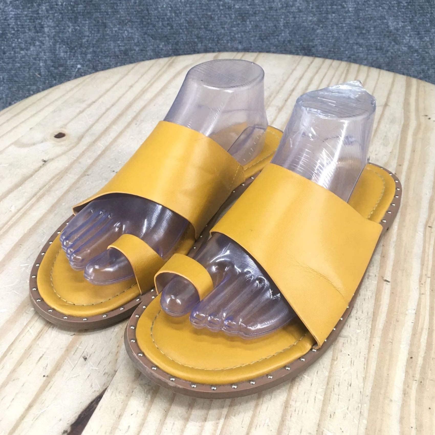 BCBGeneration BCBGeneration Sandals Womens 10M Zinda Slip On Slides Yellow Faux Leather Casual Size US 10 / IT 40 - 3 Thumbnail