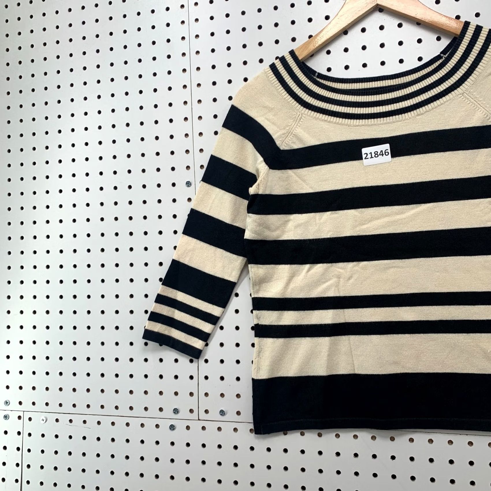 Vintage Style & Co. Collection Petite Striped Top Womens PS Black Silk Blend Shirt Size S / US 4 / IT 40 - 3 Thumbnail