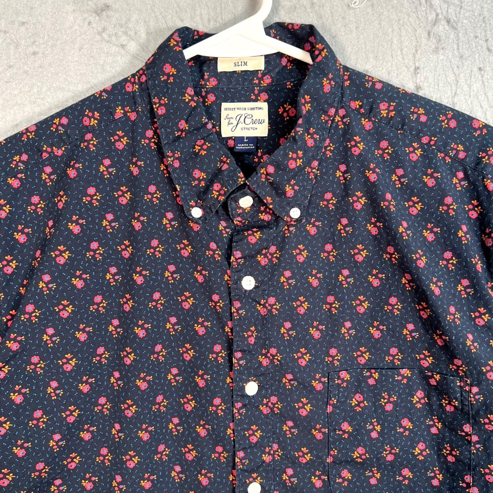 J.Crew J.CREW Mens Large Slim Fit Secret Wash Stretch Floral Button-Down Shirt Size US L / EU 52-54 / 3 - 5 Thumbnail