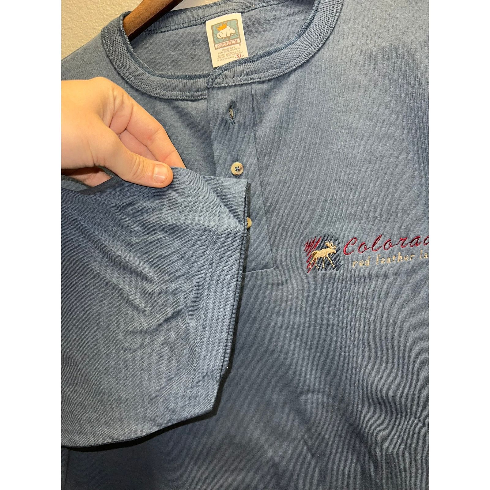 Anvil 90s Colorado Red Feather Lake Embroidery Blue Shirt X-Large Size US XL / EU 56 / 4 - 4 Thumbnail
