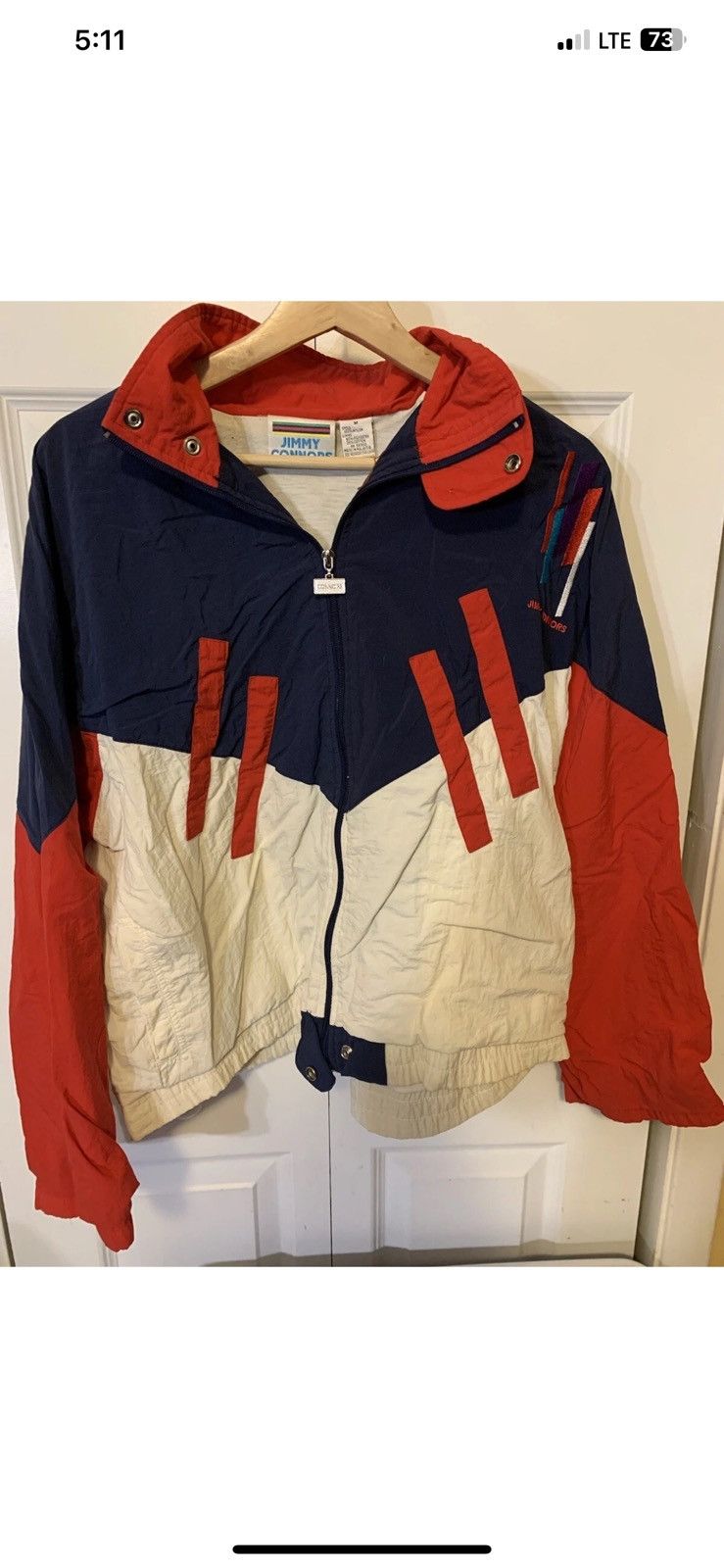 Other Jimmy Connors mens sz M windbreaker jacket blue red white Size US M / EU 48-50 / 2 - 4 Thumbnail