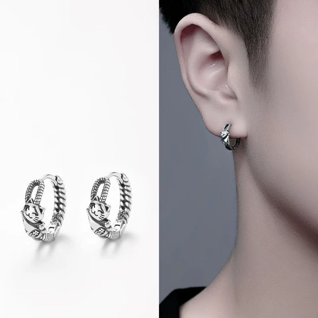 Jewelry × Sterling Silver Punk Earrings One Pairs Chrome Jewelry Size ONE SIZE - 1 Thumbnail