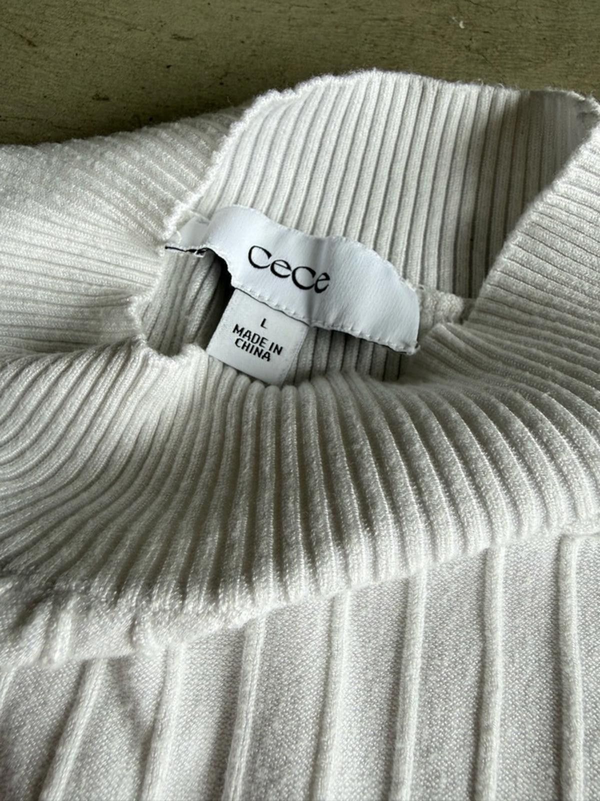 Opening Ceremony CeCe / Ribbed Mock Neck Sweater Top / White Tan Size L / US 10 / IT 46 - 4 Thumbnail