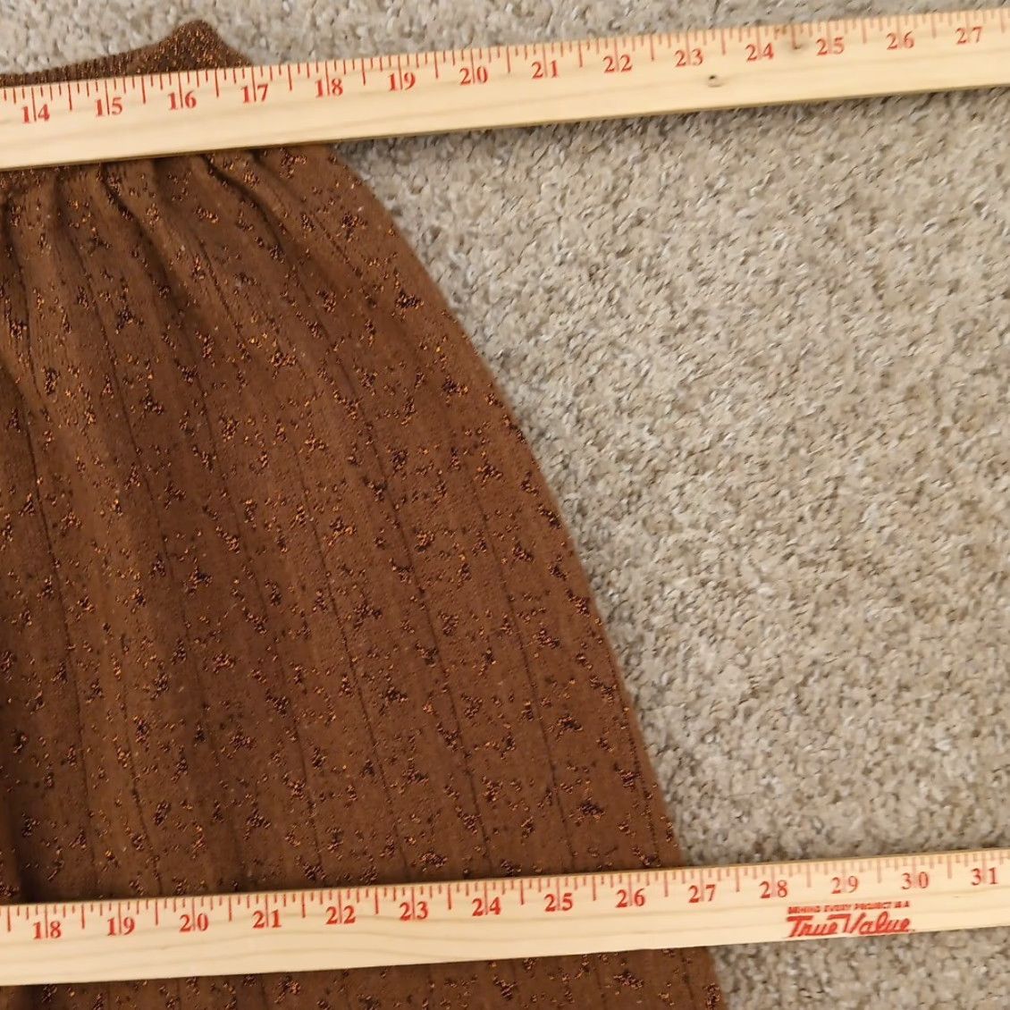 Vintage Jeanne Pierre Skirt M Women Brown Geometric Wool Acrylic Knee Length PUll On Elastic Waist Size 32" / US 10 / IT 46 - 3 Thumbnail