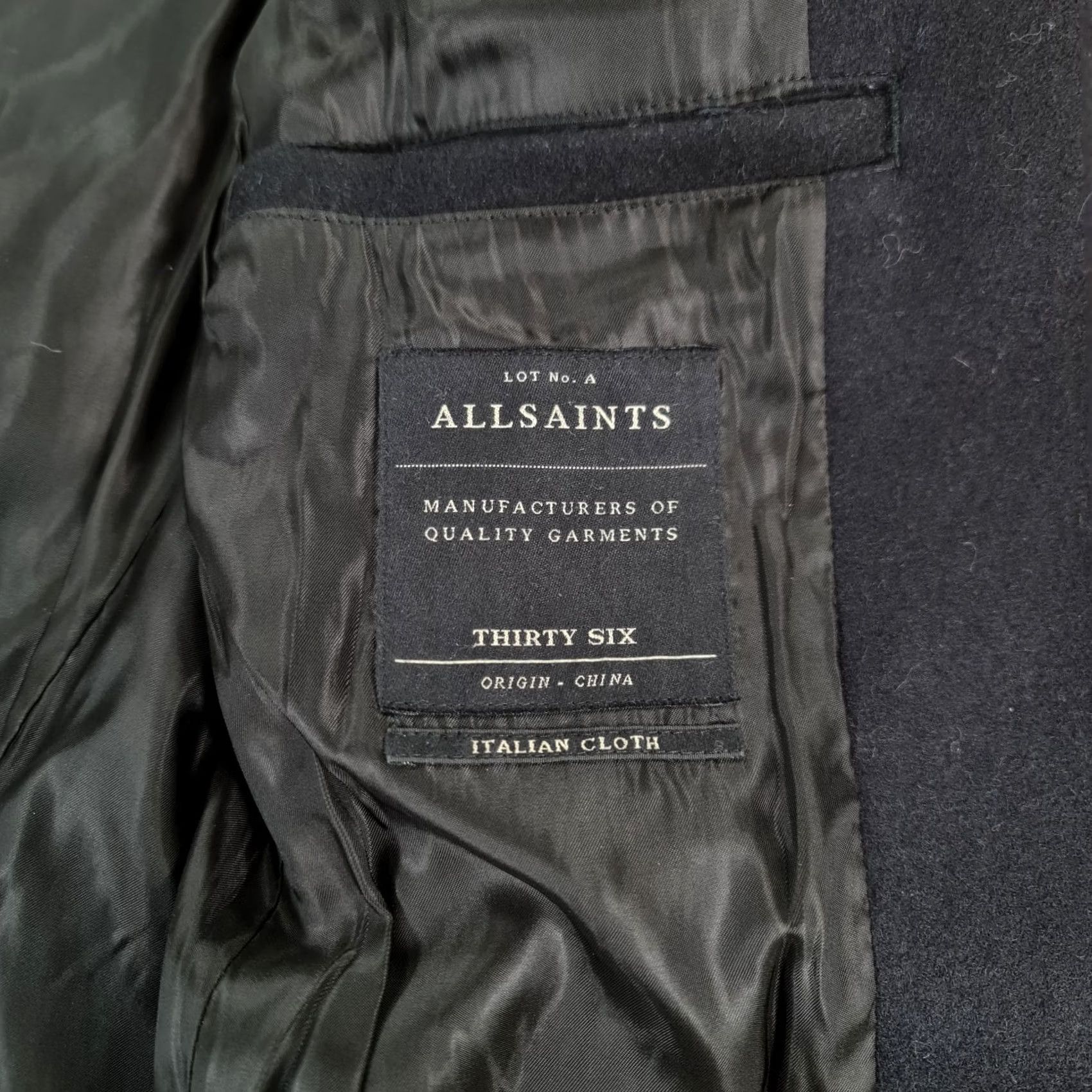 Allsaints AllSaints Mens Coat Navy Blue 36 Wool Single Breasted Mire Overcoat Size US XXS / EU 40 - 5 Thumbnail