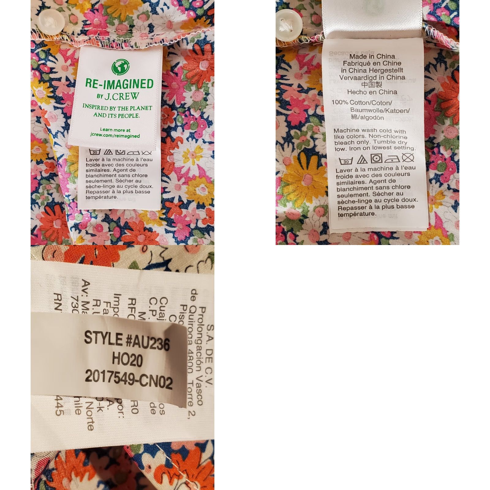 J.Crew J.CREW Liberty Band-Collar Ruffle-Front Shirt Libby Floral AU236 Women's S Multicolor Florals Shirt Womens S Size S / US 4 / IT 40 - 8 Thumbnail