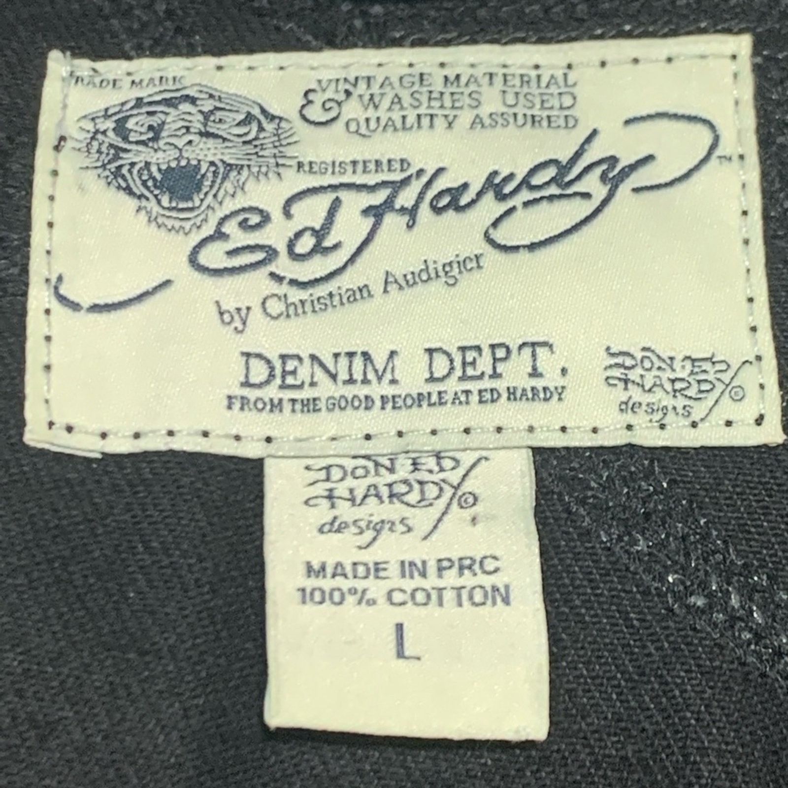 Christian Audigier VTG ED HARDY BY CHRISTIAN AUDIGIER TIGER STITCH DENIM JACKET Size US L / EU 52-54 / 3 - 7 Thumbnail