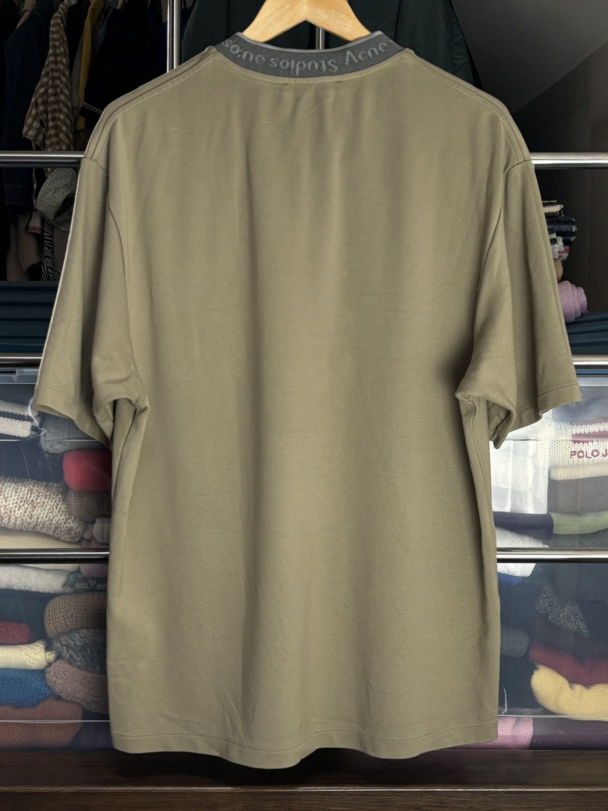 Acne Studios Acne Studios Green Olive Collar Logo Oversize Rare T-Shirt Size US S / EU 44-46 / 1 - 3 Thumbnail