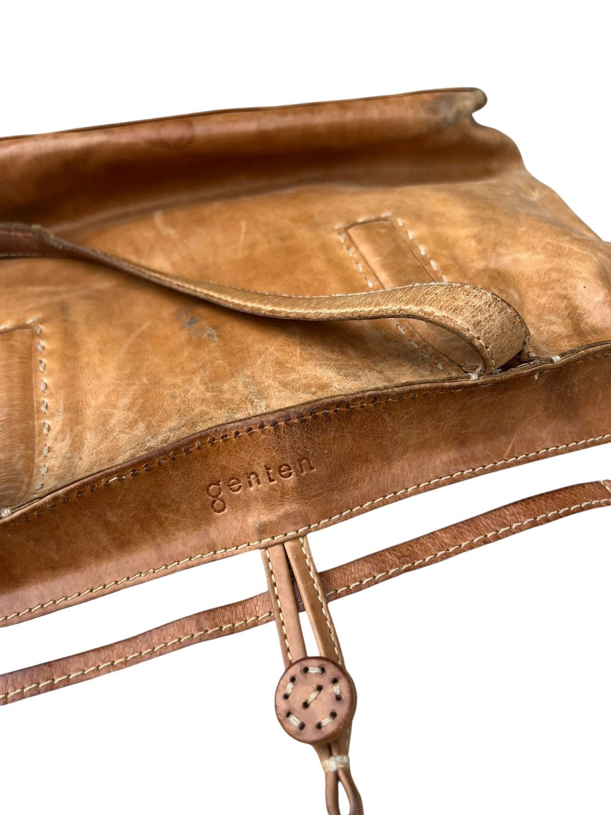 Leather Distressed Patina Leather Tote Bag Genten Japan Size ONE SIZE - 23 Thumbnail