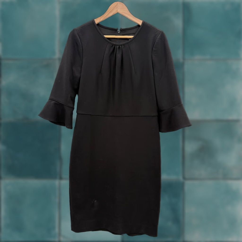 J.Crew J.Crew Dress Womens 8 Black Bell Sleeve Knit Sheath Lined Work Ponte Cocktail Size M / US 6-8 / IT 42-44 - 1 Thumbnail