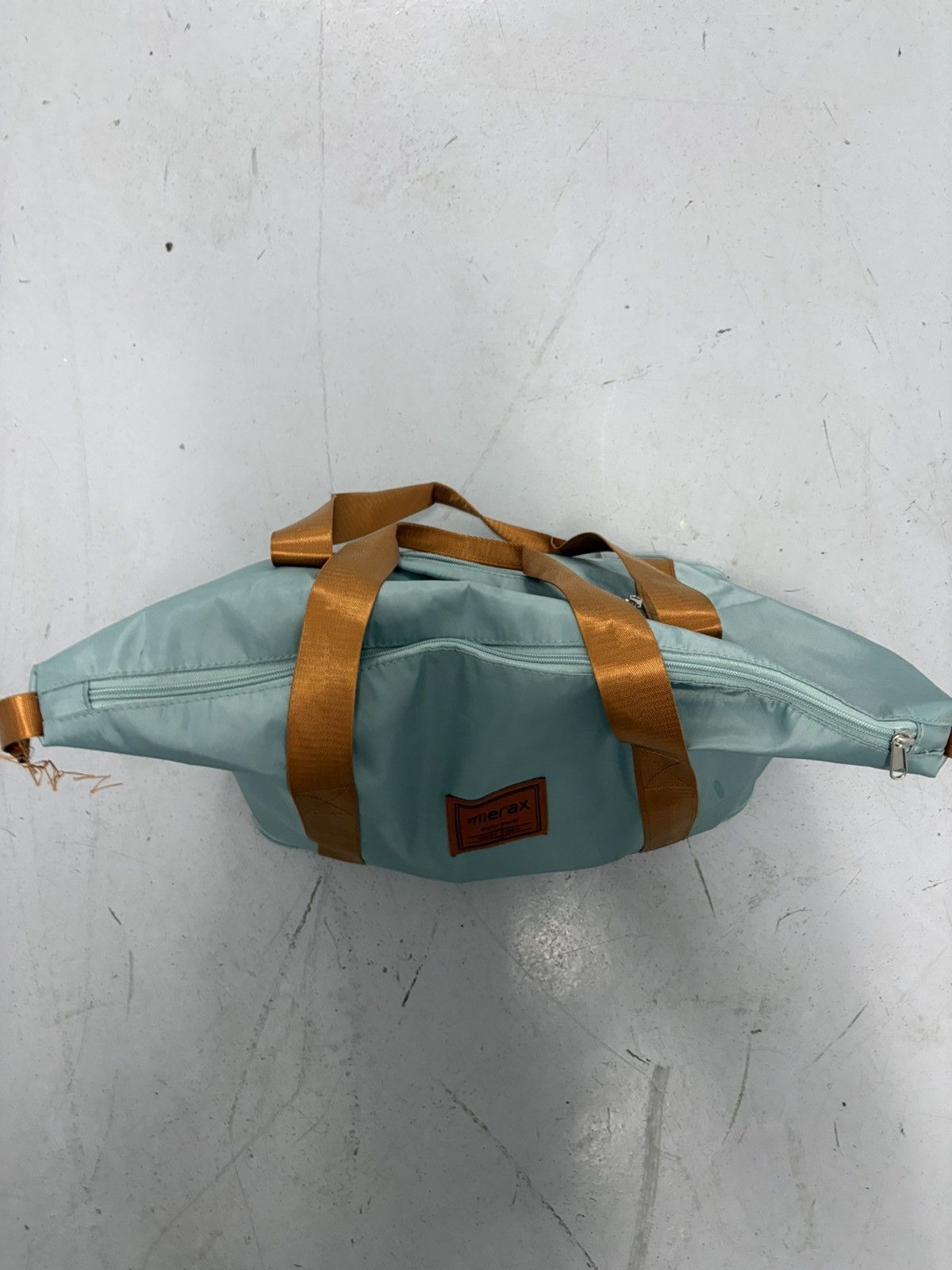 Other Merax Light Blue & Brown Bag with Zipper, Adjustable Strap Size ONE SIZE - 4 Thumbnail