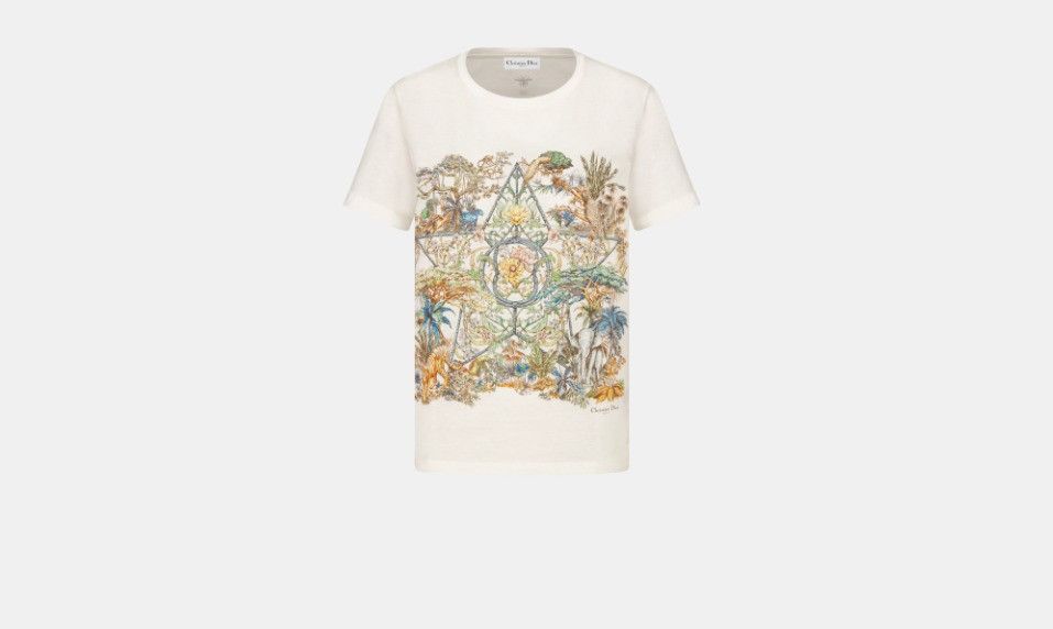 Dior o1w1db10824 Cotton & Linen T-Shirt in White Size M / US 6-8 / IT 42-44 - 1 Thumbnail