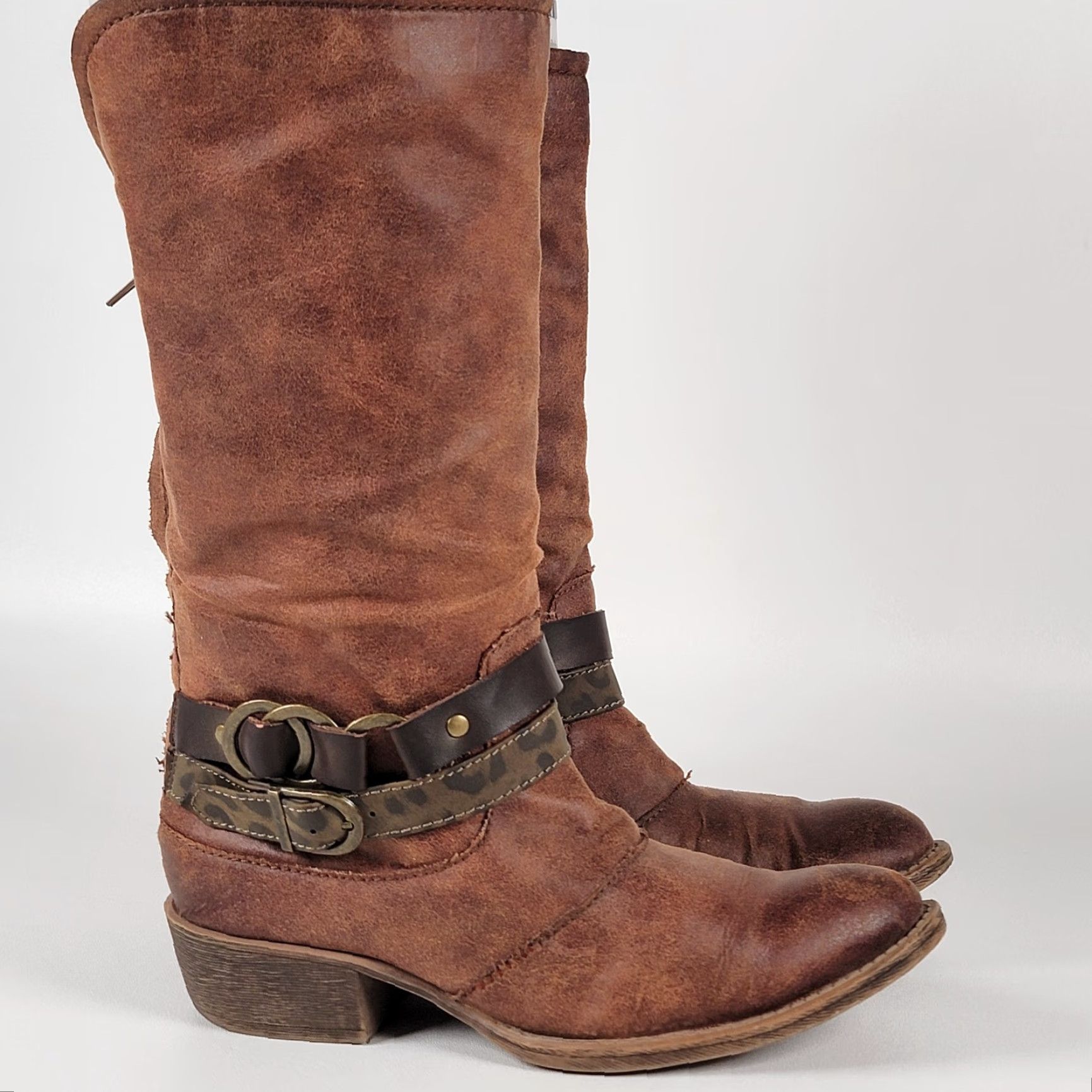 BKE BKE Sole Boots Women Riding Boot Brown FauxLeather Size 8.5 Ankle Zip Southwest Studded Round Toe Casual Size US 9 / IT 39 - 2 Thumbnail