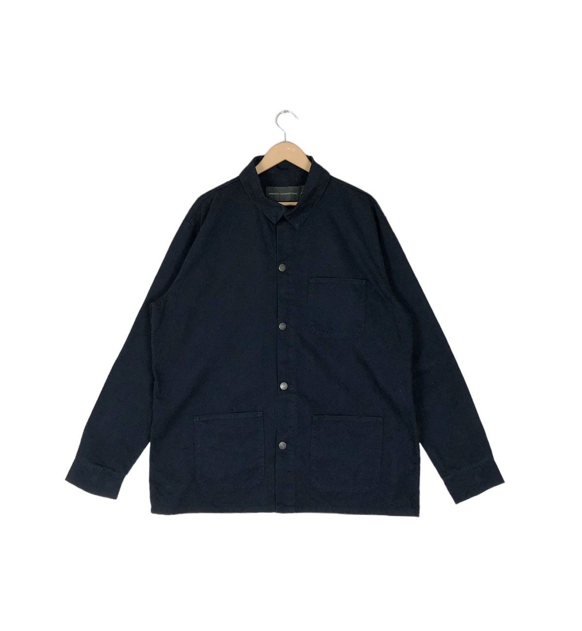 image of Fcuk x French Connection Workers Cotton Button Jacket in Navy Blue, Men's (Size 2XL)