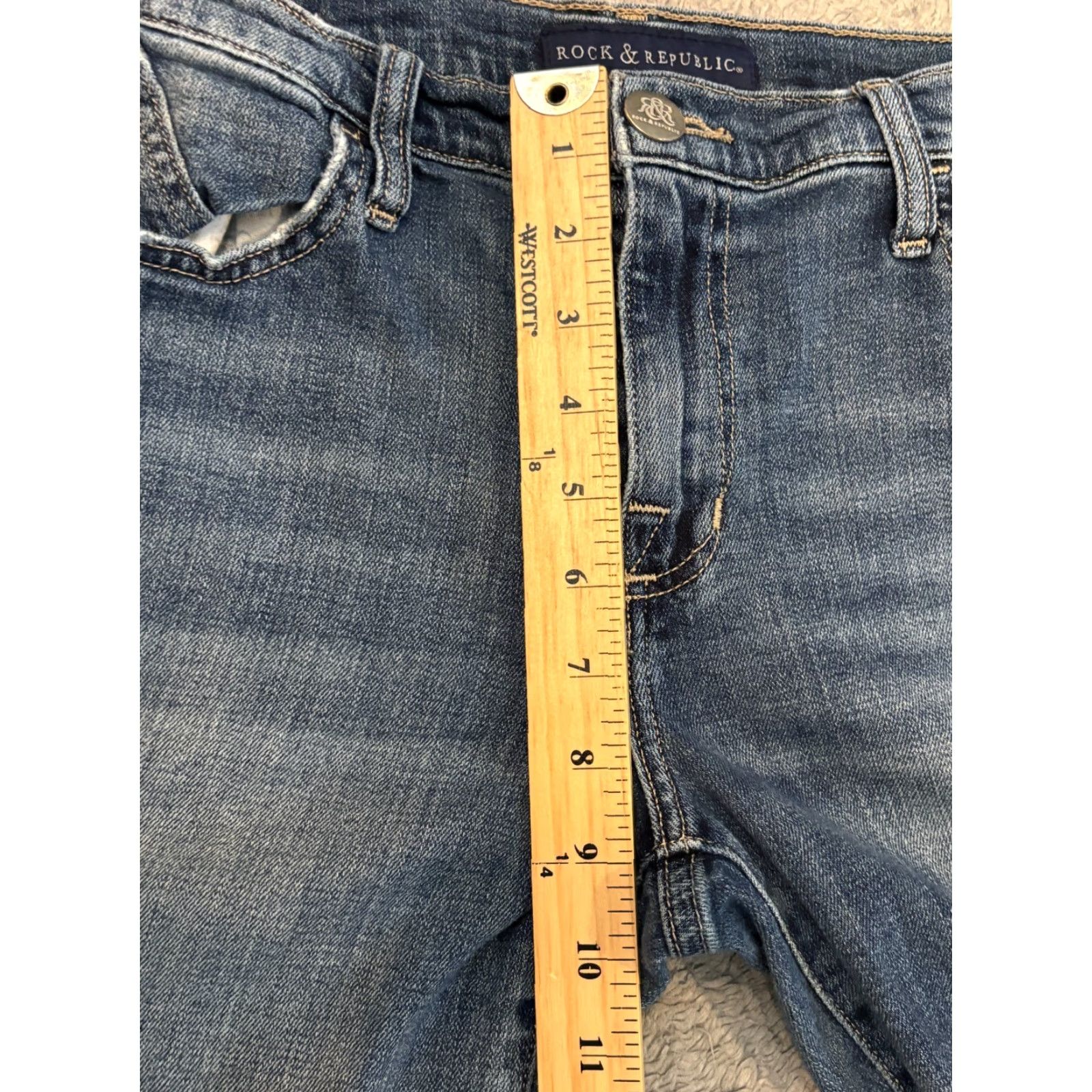 Vintage Rock & Republic Jeans Women’s 12M Berlin Skinny Medium Wash Blue Denim Stretch Size 34" / US 12 / IT 48 - 5 Thumbnail