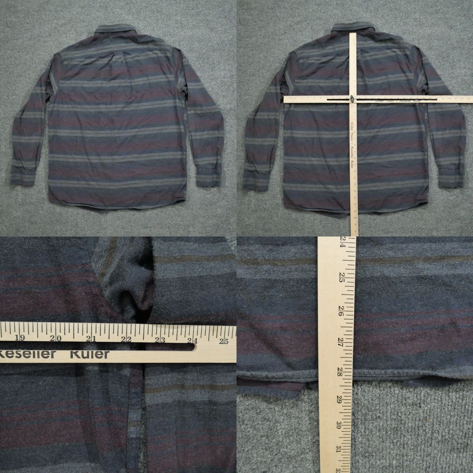 Vintage Rowm Shirt Button-Up Mens Large Grey Purple Striped Cotton Size US L / EU 52-54 / 3 - 8 Thumbnail