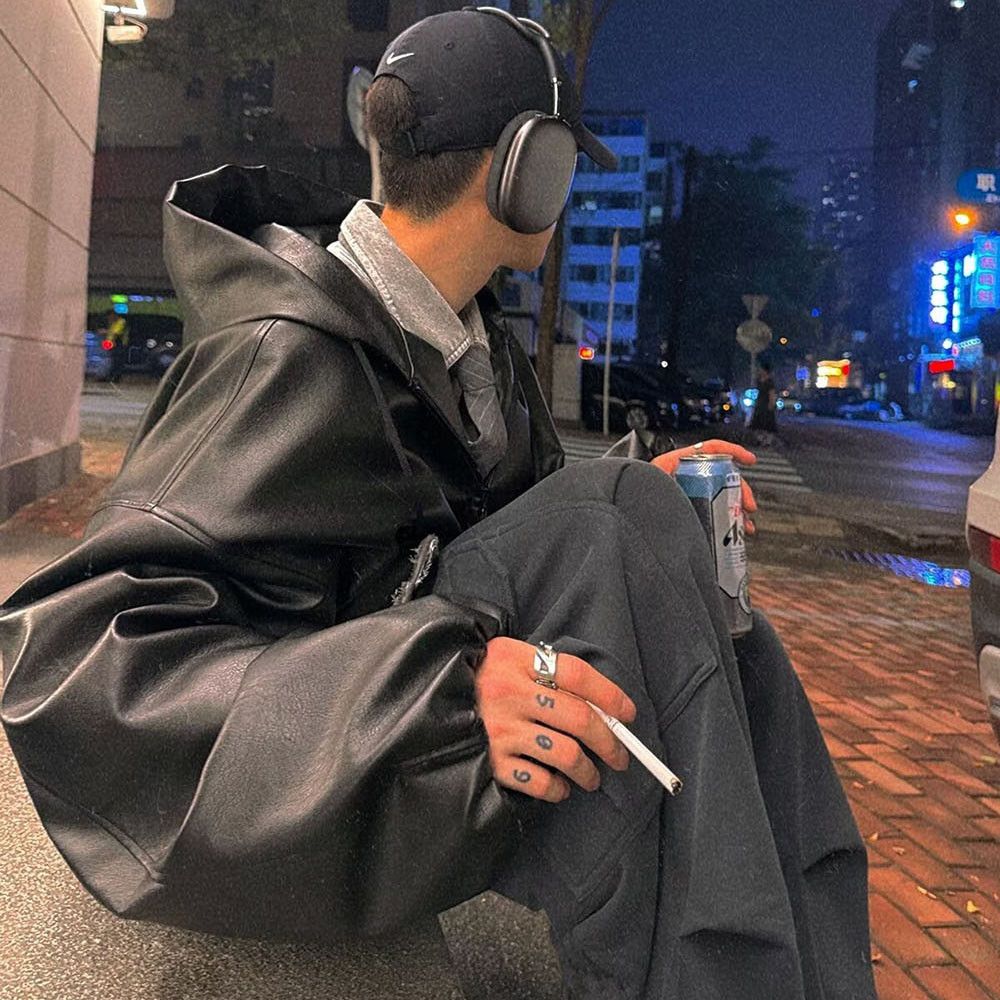 Japanese Brand × Vintage High Street Black Pu Leather Windbreaker Coat Size US XXL / EU 58 / 5 - 7 Thumbnail