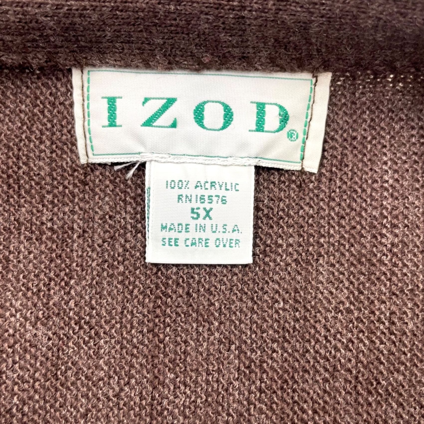 Izod VINTAGE IZOD Lacoste Cardigan Sweater Mens 5XL Brown 100% Acrylic Long Sleeve Button Knit USA Jacket Styling Size US XXL / EU 58 / 5 - 3 Thumbnail